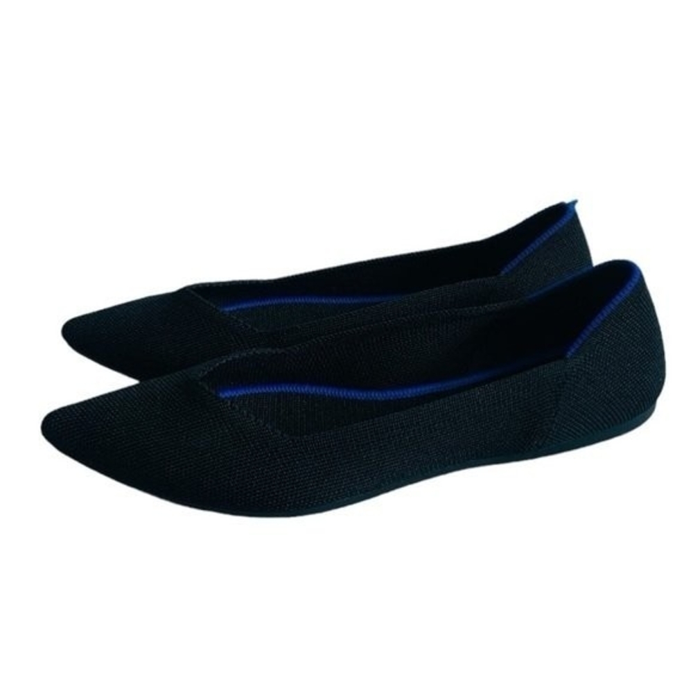 ROTHY’S The Point Black Blue Almond Toe Slip-On Flats Women’s Sz 9 Loafers Shoes - Picture 3 of 8
